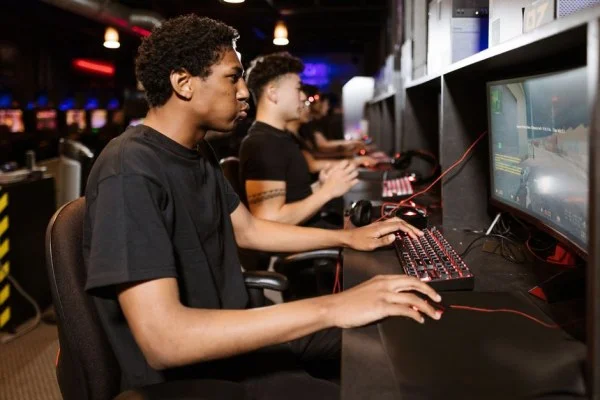 gamer playing computer